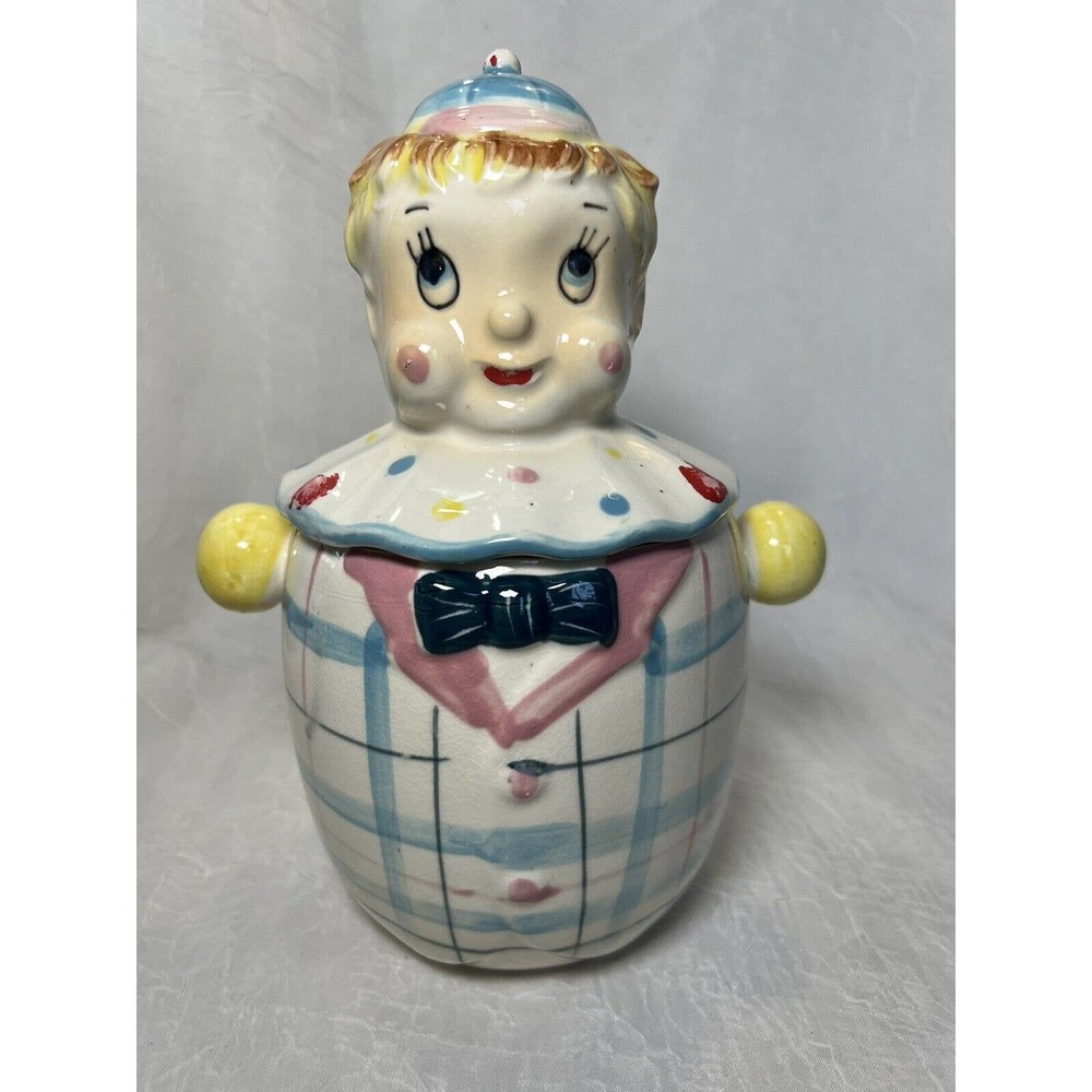 Vintage Betson Clown Petite Goodies Jar & Lid Made in Japan, 1950s